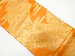 アンティーク　ヱ霞に桐・菊・紅葉模様織り出し袋帯（着用可）